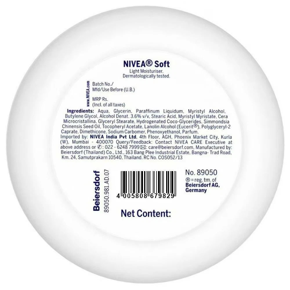 Nivea Soft Moist Cream 50 ML (5) Pack